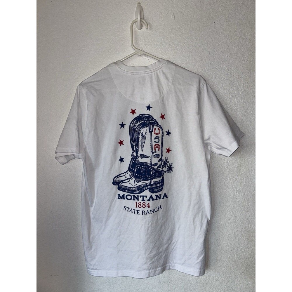 USA Montana 1884 State Ranch White Shirt Cowboy Theme Large Common People Brand